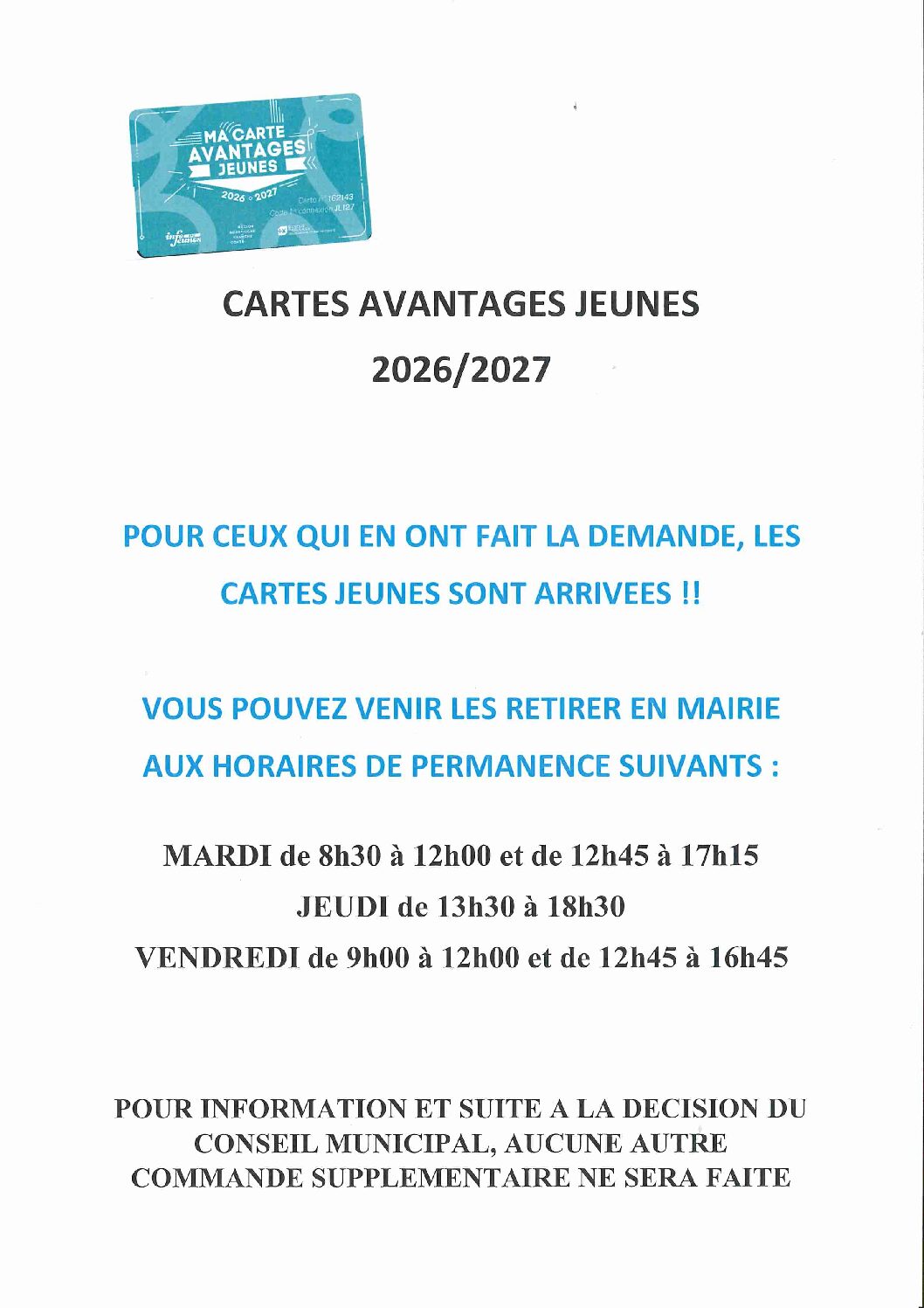 Cartes Jeunes 2026-2027